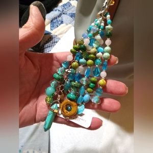 Hand crafted gemstone purse charm